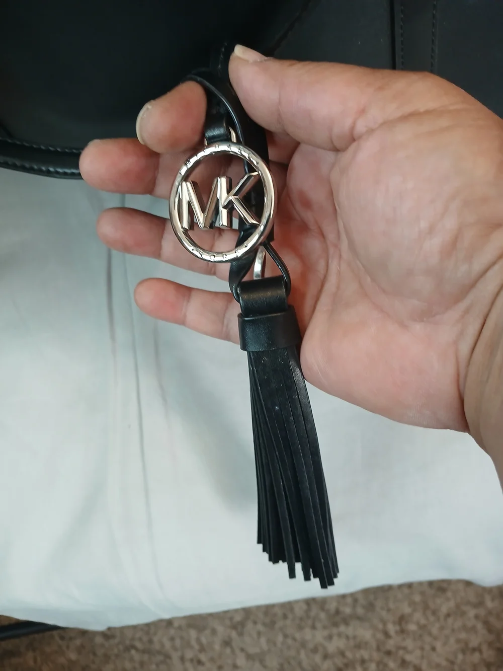 Michael Kors Black Leather Tote Bag with Tassel